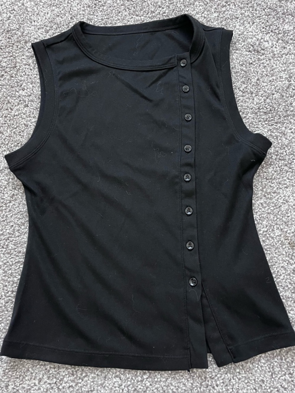Women’s Black Sleeveless Asymmetrical Button-Front Tank Top XS